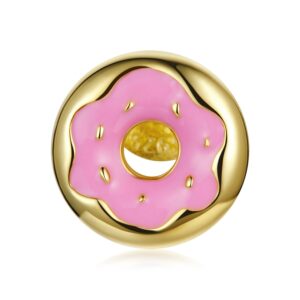 CERCEL din argint Golden Little Pink Donut