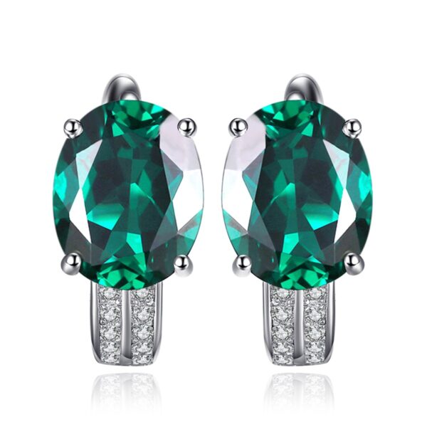 Cercei de argint Oval Green Gem