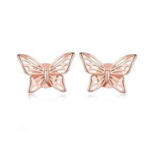 Cercei din argint Beautiful Butterfly Rose Gold