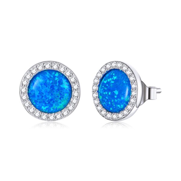 Cercei din argint Big Round Blue Crystal