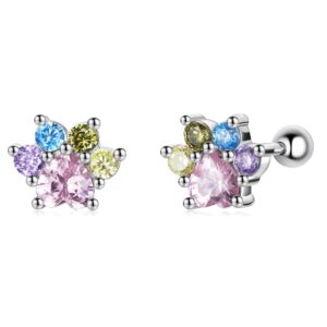 Cercei din argint Crystal Paw Studs