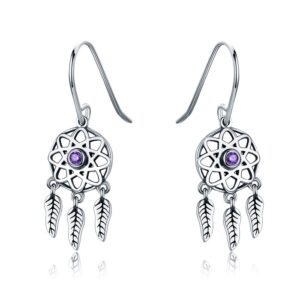 Cercei din argint Dream Catcher purple