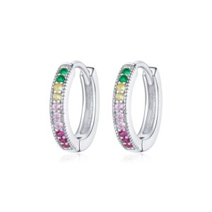 Cercei din argint Elegant Colored Hoops