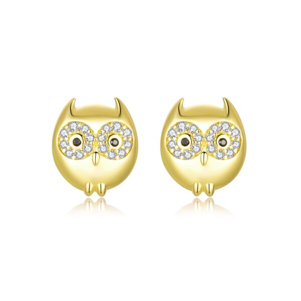 Cercei din argint Golden Little Owl