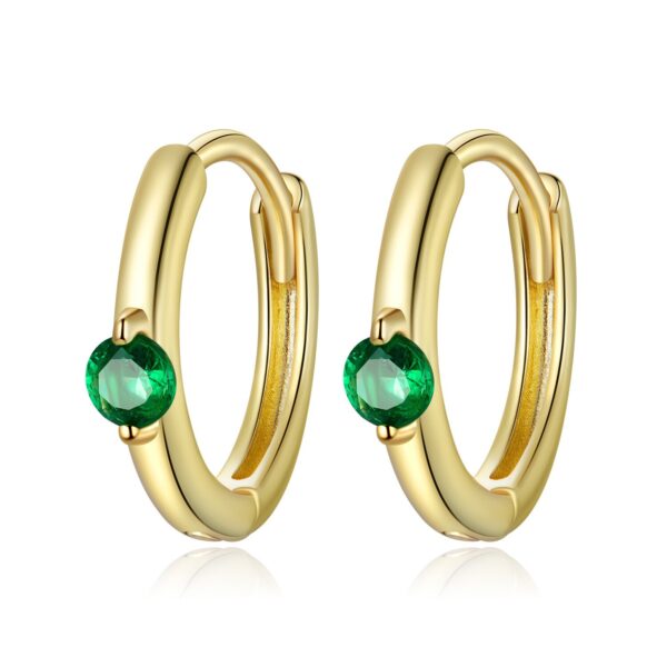 Cercei din argint Golden Simple Green Stone