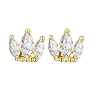 Cercei din argint Golden Small Crystal Crown