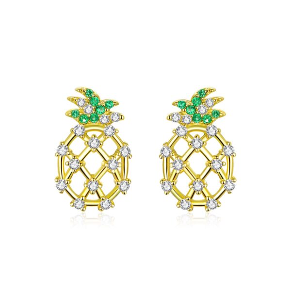 Cercei din argint Golden Sparkling Pineapple