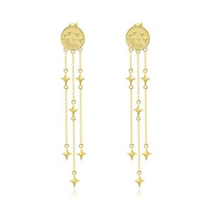 Cercei din argint Golden Tassel Drops