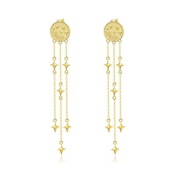 Cercei din argint Golden Tassel Drops