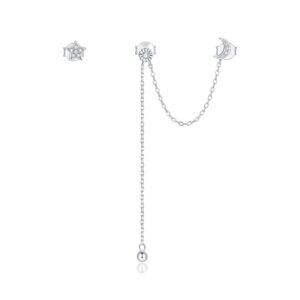 Cercei din argint Little Star & Moon Chain