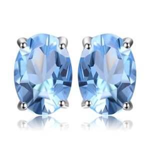 Cercei din argint Oval Blue Topaz