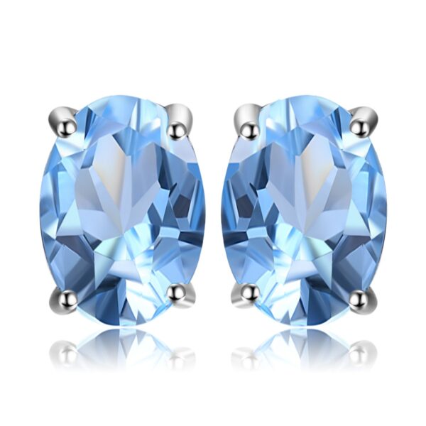 Cercei din argint Oval Blue Topaz