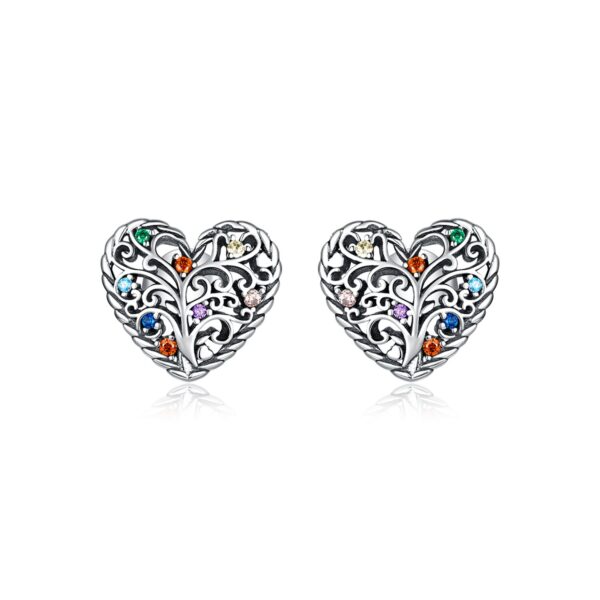 Cercei din argint Pattern Colored Heart