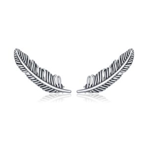 Cercei din argint Retro Feather Studs