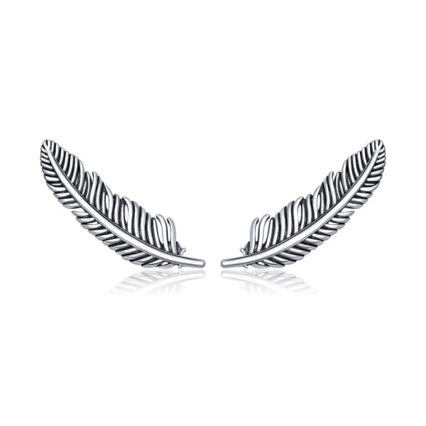 Cercei din argint Retro Feather Studs