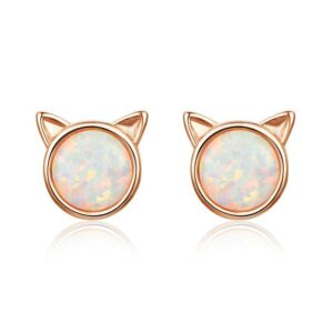 Cercei din argint Rose Gold Cat