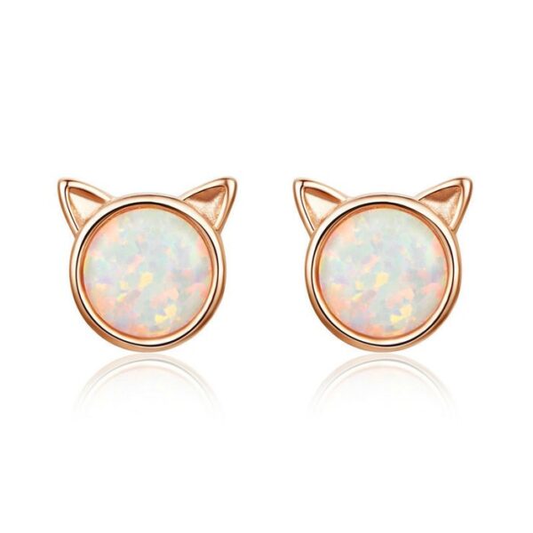 Cercei din argint Rose Gold Cat