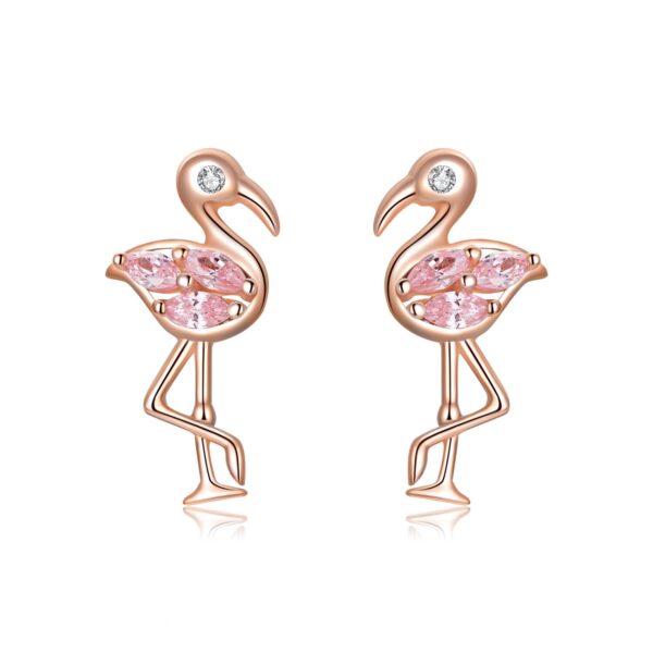 Cercei din argint Rose Gold Flamingo