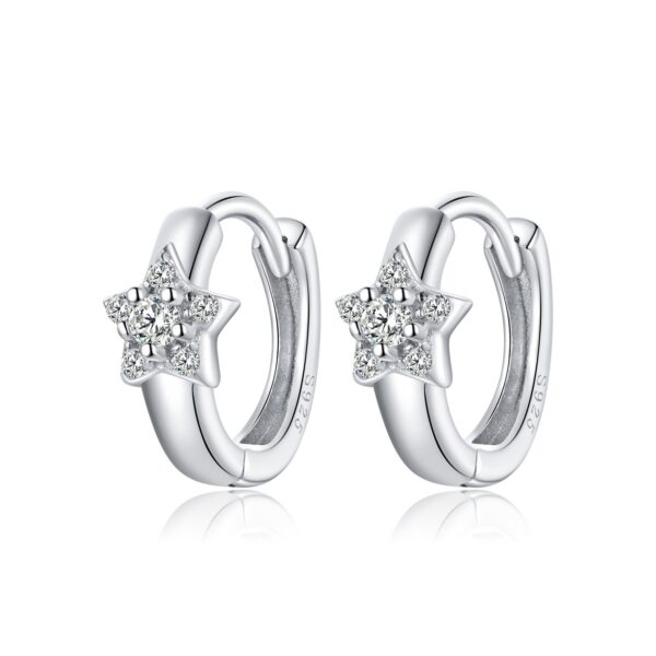 Cercei din argint Silver Little Crystal Star Hoops