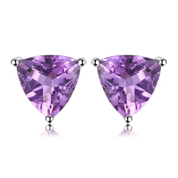 Cercei din argint Triangle Amethyst