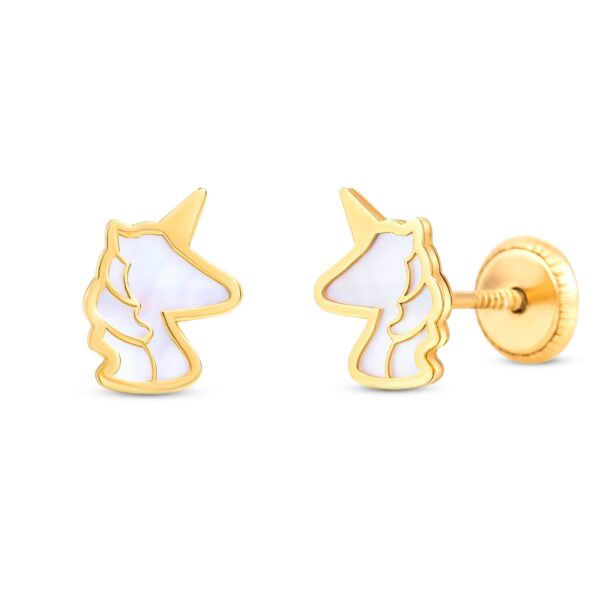 Cercei din aur 14K Unicorn Sidef