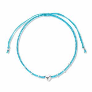 Bratara cu snur Light Blue Heart