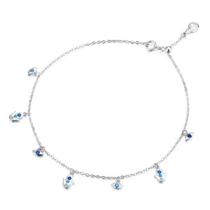 Bratara de glezna din argint Blue Fatima Chain