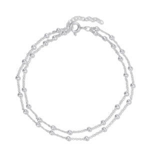 Bratara de glezna din argint Double Chain Silver Balls