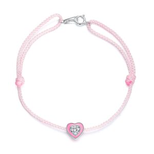 Bratara de glezna din argint Pink Heart