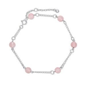 Bratara de glezna din argint Silver Rose Quartz