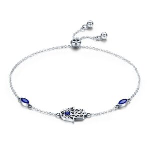 Bratara din argint 925 Blue Crystal Hamsa