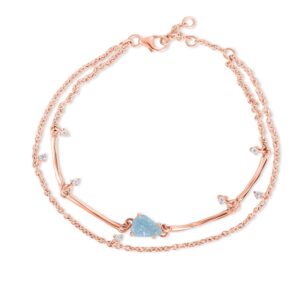 Bratara din argint Rose Gold Aquamarine Eternal Embrace