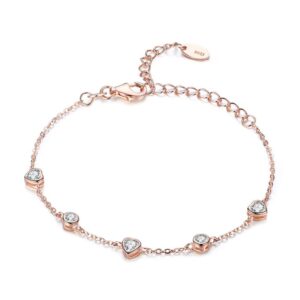 Bratara din argint Rose Gold Little Hearts