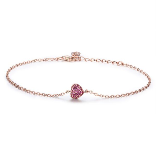 Bratara din argint Rose Gold Pink Heart