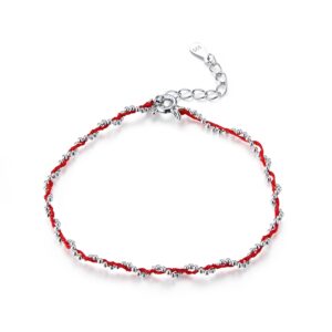 Bratara din argint cu snur Red Beads