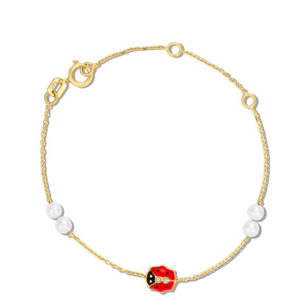 Bratara din aur 14K pentru copii Ladybug and Pearls