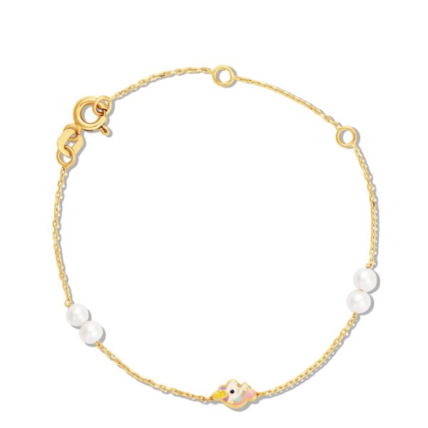 Bratara din aur 14K pentru copii Unicorn and Pearls