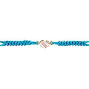 Bratara snur si aur 14k Pink Stripe Heart