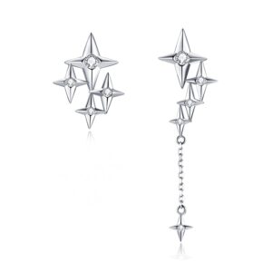 Cercei din argint Asymmetric Dropping Stars