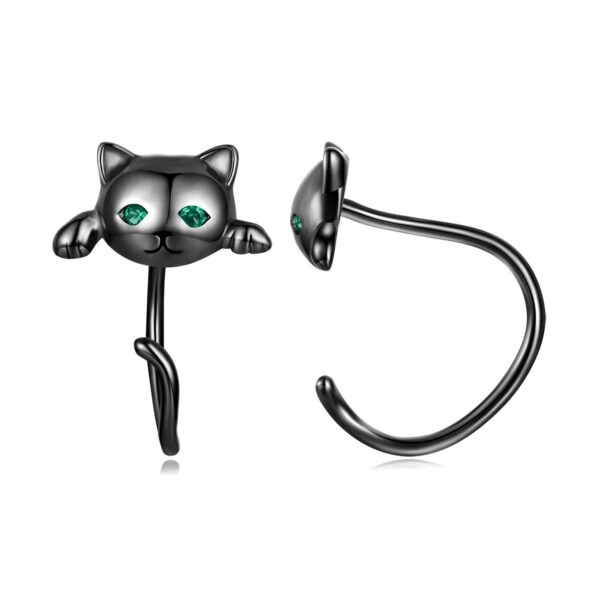 Cercei din argint Black Cats Cuffs