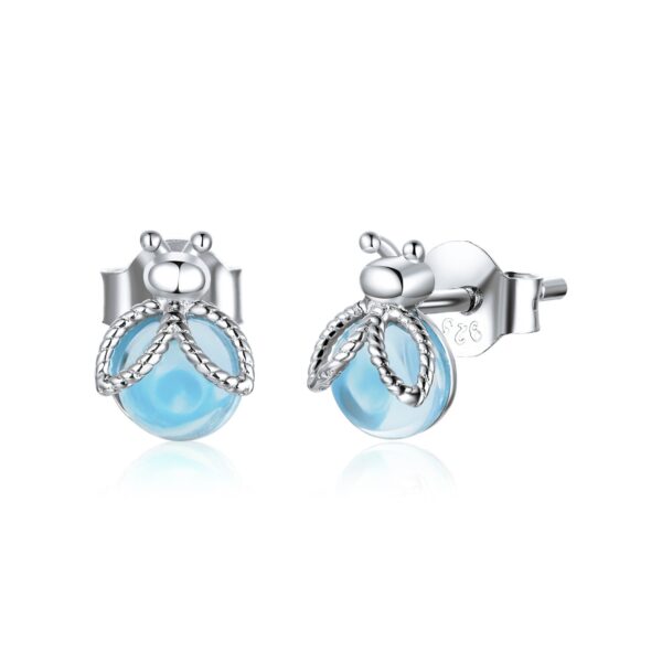 Cercei din argint Blue Crystal Ladybug