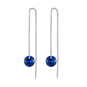 Cercei din argint Blue Crystal Long Chain