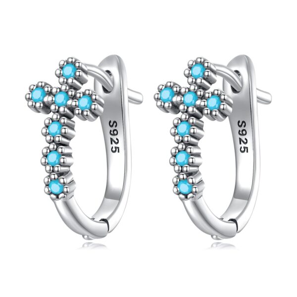 Cercei din argint Blue Studded Cross