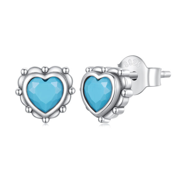 Cercei din argint Blue Vintage Heart