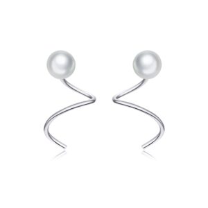 Cercei din argint Circle Pearl Earrings