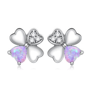 Cercei din argint Clover Colorful Heart