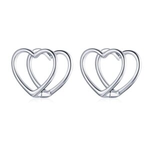 Cercei din argint Double Heart Stud