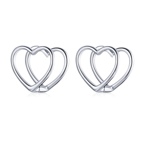 Cercei din argint Double Heart Stud