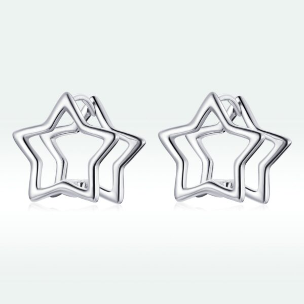 Cercei din argint Double Star Shape