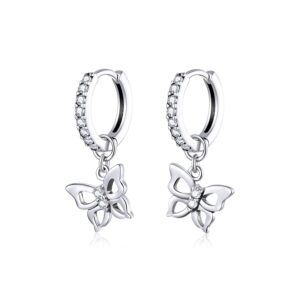 Cercei din argint Glamour Butterflies Hoops